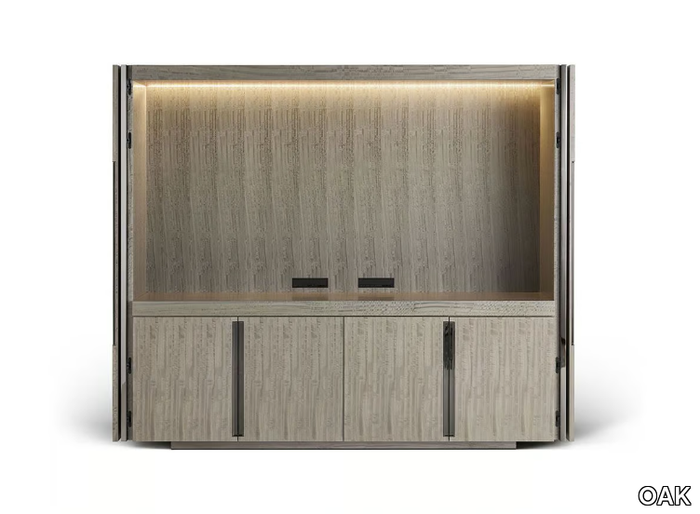CANZONE GN8002 - Retractable eucalyptus TV cabinet _ OAK