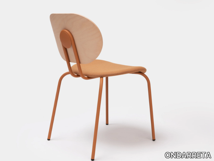 HARI - Steel and wood chair open back with integrated cushion _ ONDARRETA