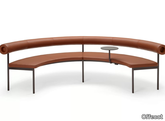 FONT 1365 - Curved leather sofa with integrated magazine rack _ Offecct