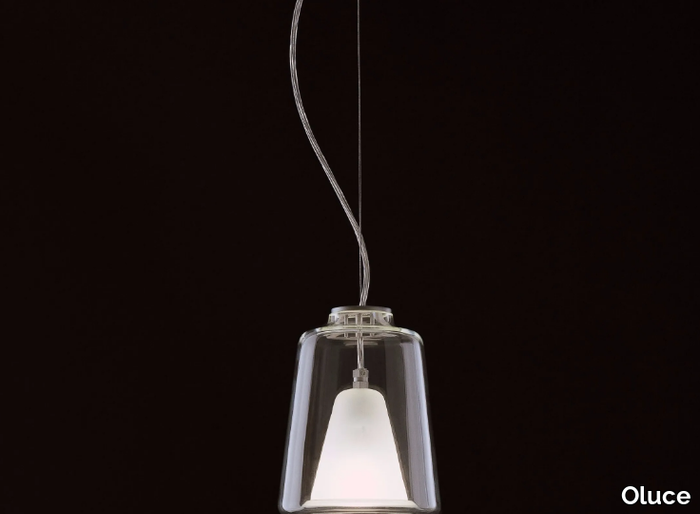 LANTERNA - 477 - Glass and aluminium pendant lamp _ Oluce