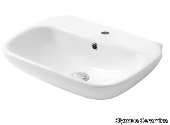 CLEAR - Rectangular ceramic handrinse basin with overflow _ Olympia Ceramica