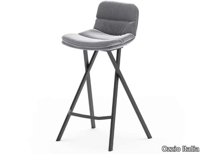 MILO - High leather stool with back _ Ozzio Italia