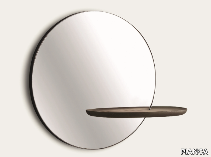 CONTRALTO - Round wall-mounted mirror with shelf _ PIANCA