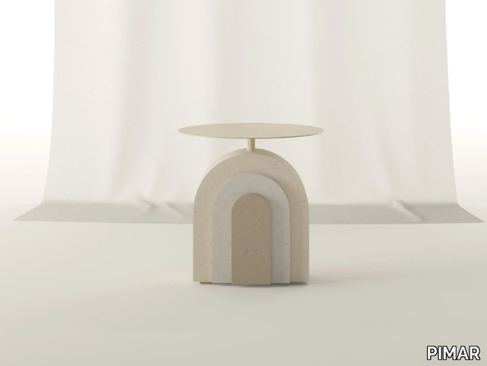ARCO - Natural stone coffee table for living room with metal top _ PIMAR
