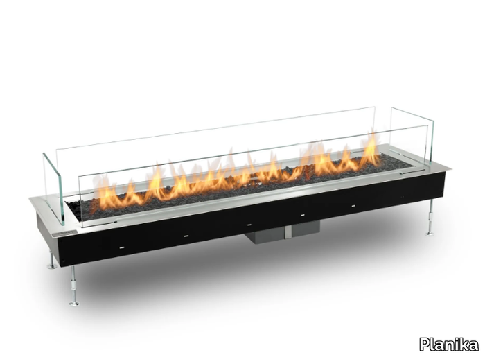 GALAXY INSERT - Built-in gas outdoor glass and steel fireplace _ Planika