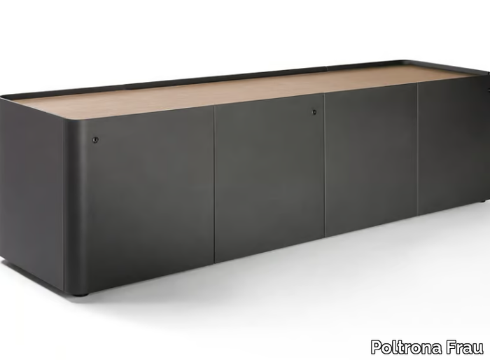 TRUST - Tanned leather office storage unit with lock _ Poltrona Frau
