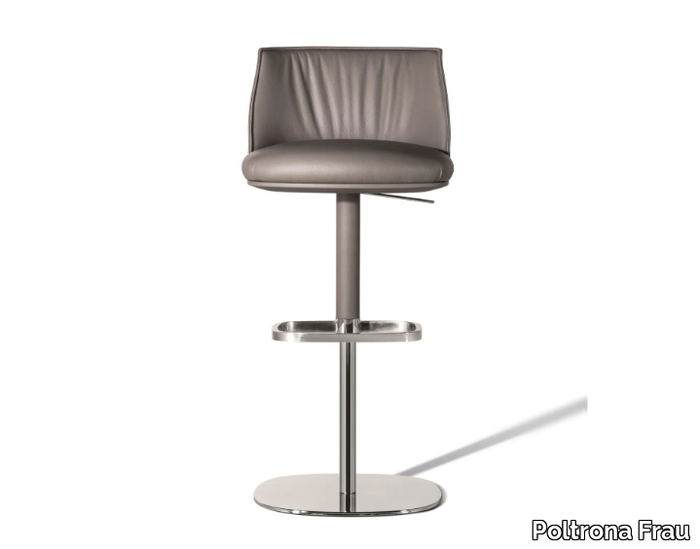 ARCHIBALD - High leather stool height-adjustable with gas lift _ Poltrona Frau