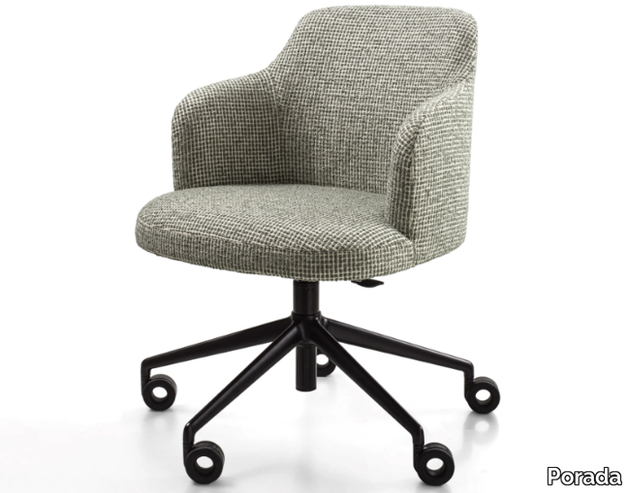 ABBY - Swivel chair with castors with 5-spoke base _ Porada