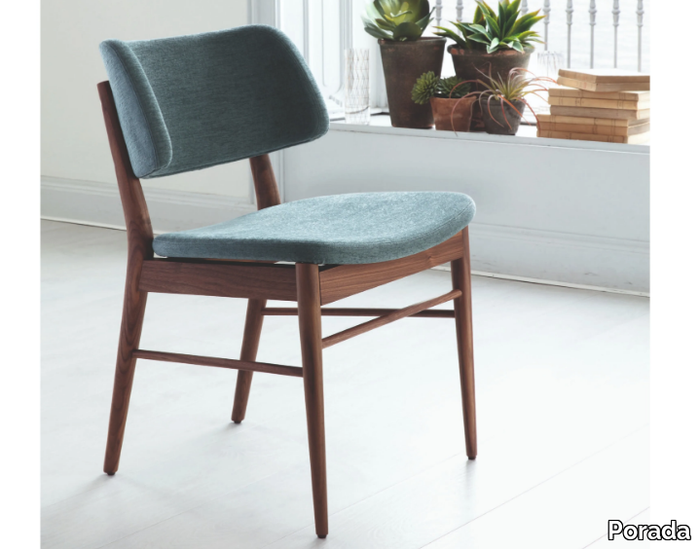 NISSA - Walnut chair covered in fabric _ Porada