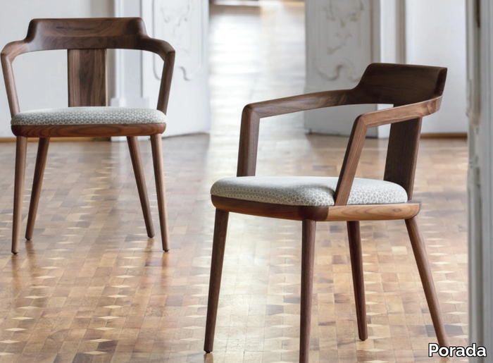 TILLY - Solid wood chair with armrests _ Porada
