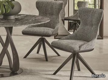 ANDY - Swivel trestle-based fabric chair _ Porada