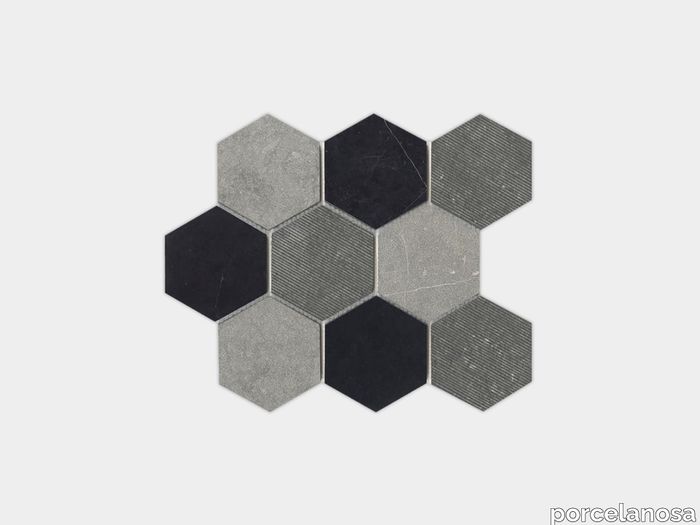 World Hexagon Texture Black 12"X10"
