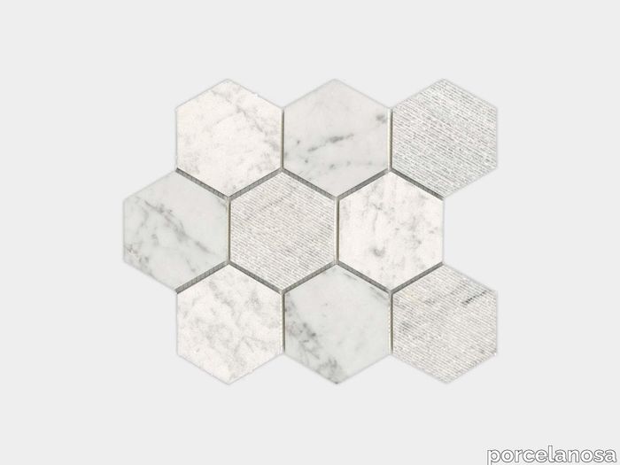 World Hexagon Texture White 12"X10"