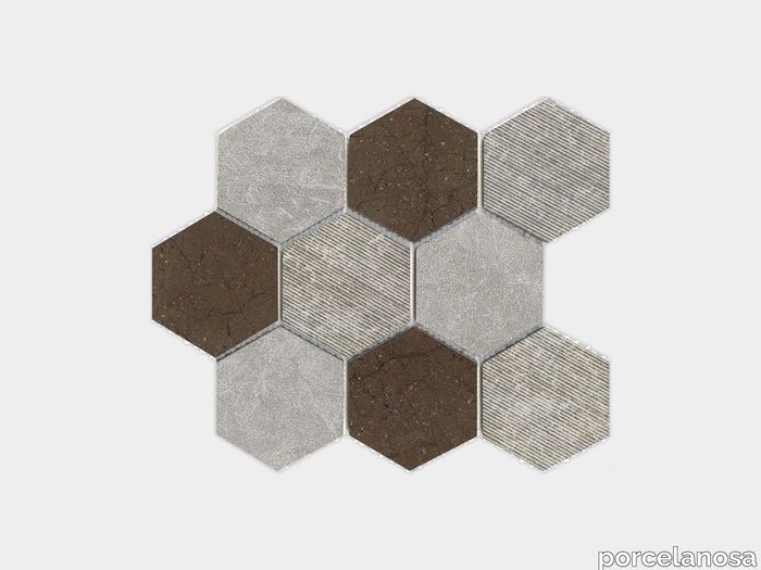 World Hexagon Texture Brown 12"X10"