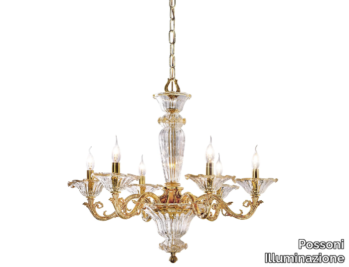 CHARLOTTE 4795/6 - French Gold chandelier with glass _ Possoni Illuminazione