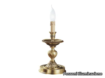 ALBERTO 268/L - Satin french gold/mahogany table lamp _ Possoni Illuminazione