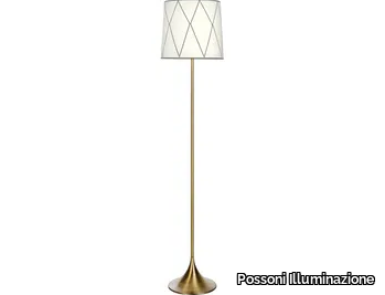 EPOQUE 555/P - Antique brass finish floor lamp with shade _ Possoni Illuminazione