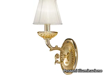 MICHELANGELO 3999/A1 - Shaded gold plated wall light with crystal _ Possoni Illuminazione