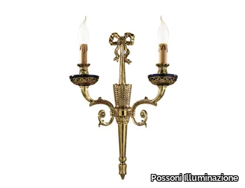 NOEMI 236/A2 - Shaded gold plated wall light with blue crystal _ Possoni Illuminazione