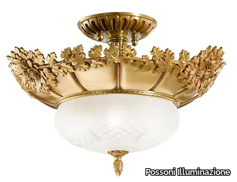 ROSE 700/4SF - French gold semi flush with glass _ Possoni Illuminazione