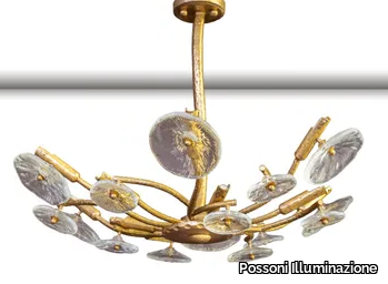 IN BLOOM 1080/12 - LED brass and glass chandelier _ Possoni Illuminazione