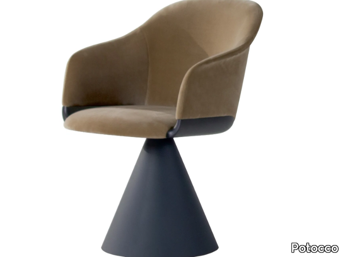 LYZ 918/PGC - Upholstered swivel leather easy chair with armrests _ Potocco