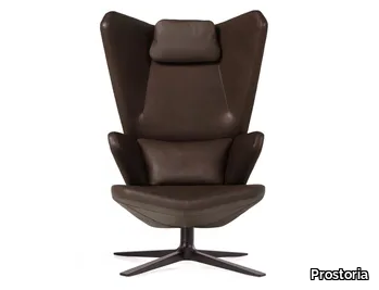 TRIFIDAE - Wing leather armchair with 4-spoke base _ Prostoria