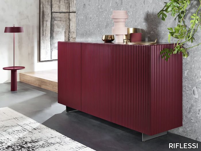 ONDA - Contemporary style wooden sideboard with doors with drawers _ RIFLESSI