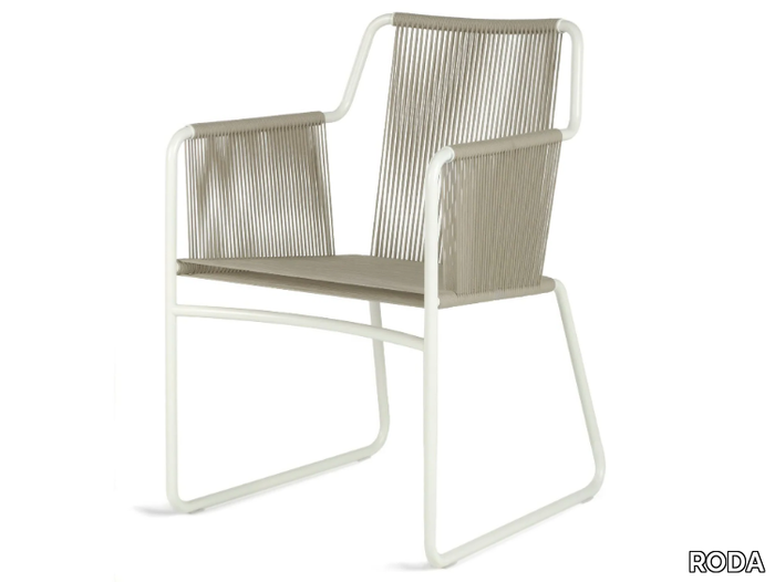 HARP 359 - Sled base stainless steel garden chair with armrests _ RODA