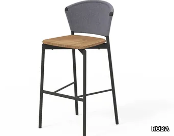 PIPER 050 - High stool in aluminum and teak with footrest _ RODA