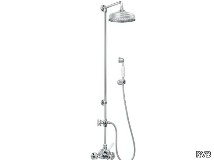 1920-1921 - Wall-mounted brass shower panel with overhead shower _ RVB