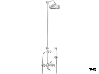 1920-1921 - Wall-mounted brass shower panel with overhead shower _ RVB