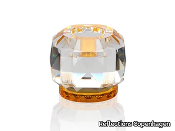 TEXAS - CLEAR / AMBER - Crystal candle holder _ Reflections Copenhagen