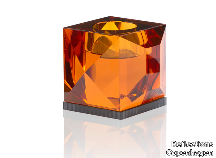 OPHELIA AMBER - Crystal candle holder _ Reflections Copenhagen