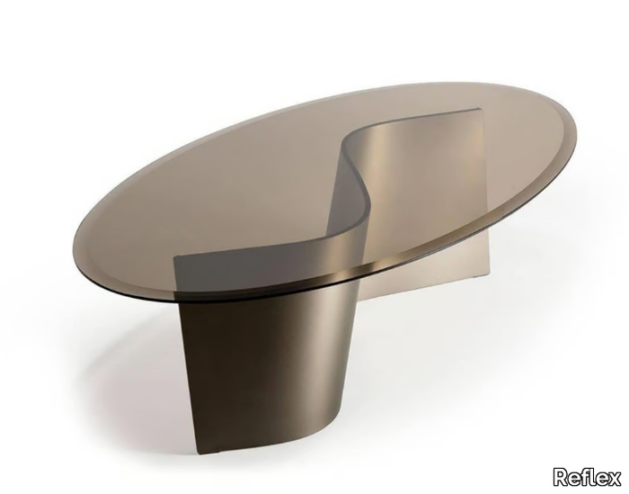 ESSE 40 - Oval glass coffee table for living room _ Reflex