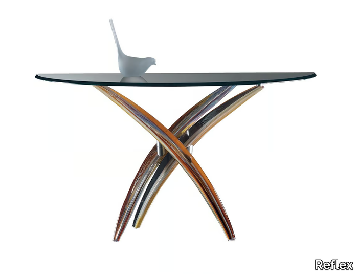 FILI D'ERBA - Demilune glass console table _ Reflex