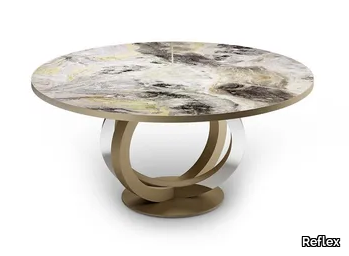 GALASSIA 72 - Round Marble glass dining table _ Reflex