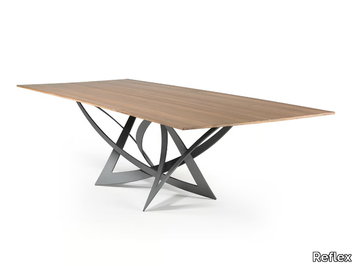 INFINITO - Rectangular stainless steel and wood dining table _ Reflex