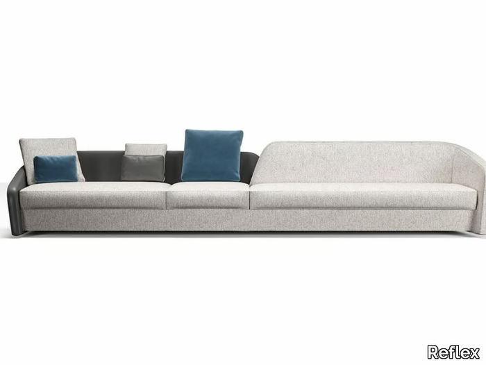 STRATUM - Modular leather and fabric sofa with removable cover _ Reflex