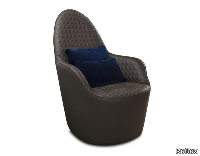 SWAN - Upholstered leather armchair with armrests _ Reflex