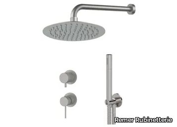 INOX DESIGN - Stainless steel shower set with hand shower with overhead shower _ Remer Rubinetterie