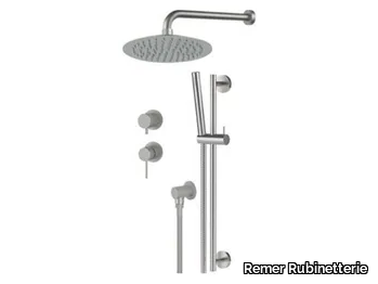 INOX DESIGN - Stainless steel shower set with hand shower with overhead shower _ Remer Rubinetterie