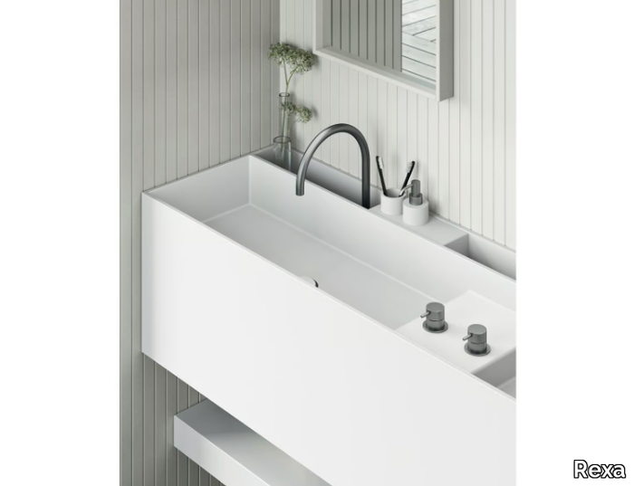 PLAN - Wall-mounted Corian® washbasin _ Rexa