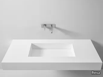 SCIVOLO - Wall-mounted Korakril™ washbasin with integrated countertop _ Rexa