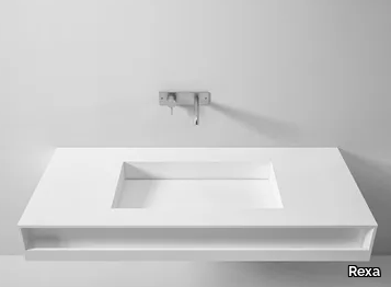 SCIVOLO - Wall-mounted Corian® washbasin with towel rail _ Rexa