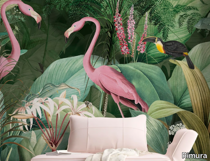 FLAMINGO IN LOVE - Panoramic Tropical wallpaper _ Rimura