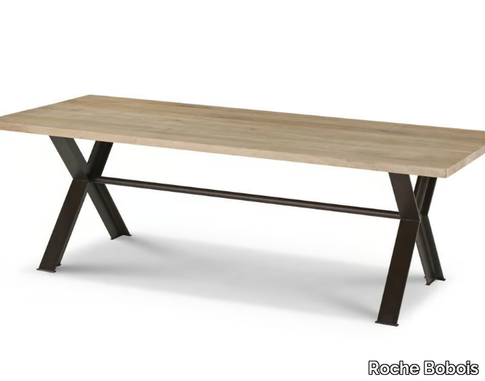 SYNTAXE - Rectangular steel and wood table _ Roche Bobois