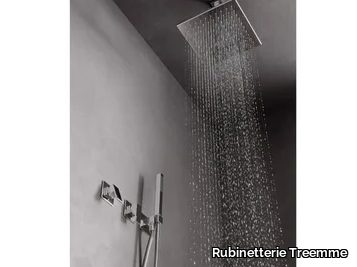 Q30 - Brass shower set with hand shower and overhead shower _ Rubinetterie Treemme