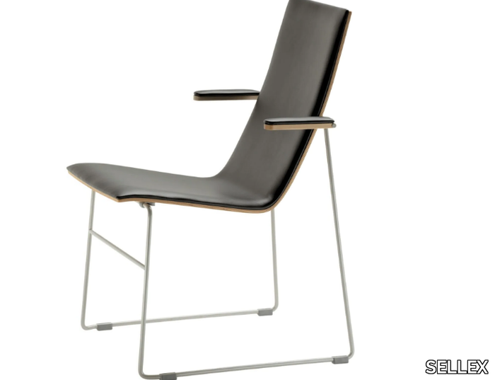 HAMMOK - Sled base polyurethane chair with armrests _ SELLEX