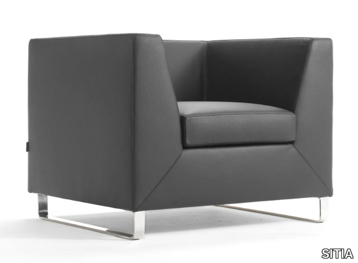 GOBEYOND - Sled base leather armchair _ SITIA